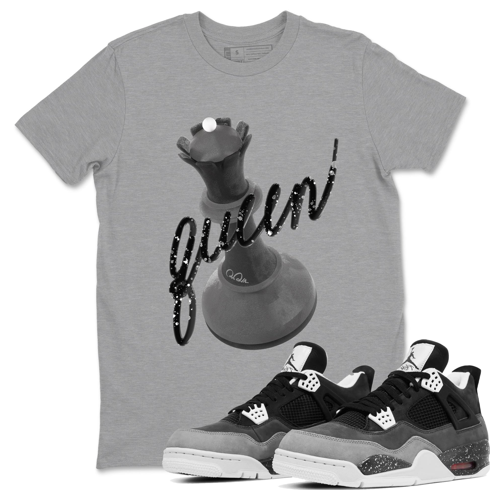 4s Fear shirts to match jordans 3D Queen sneaker match tees Air Jordan 4 Fear match shoes to clothes SNRT Sneaker Tees unisex cotton Heather Grey 1 shirts