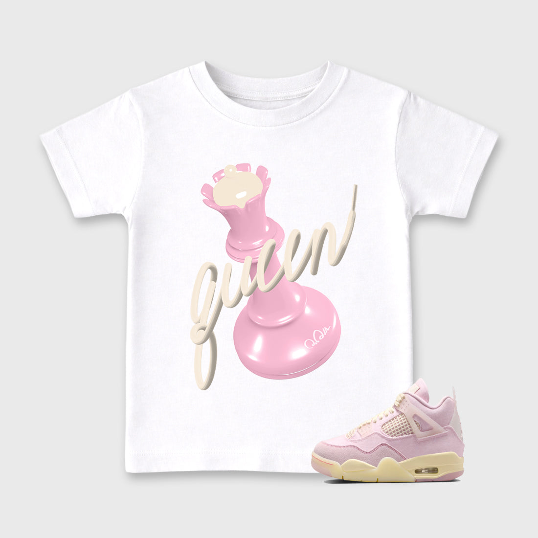 Sneaker match tees – Sneaker Tees To Match Air Jordan 4 Iced Carmine Shoes – 3D Queen Kids T-Shirt White 1