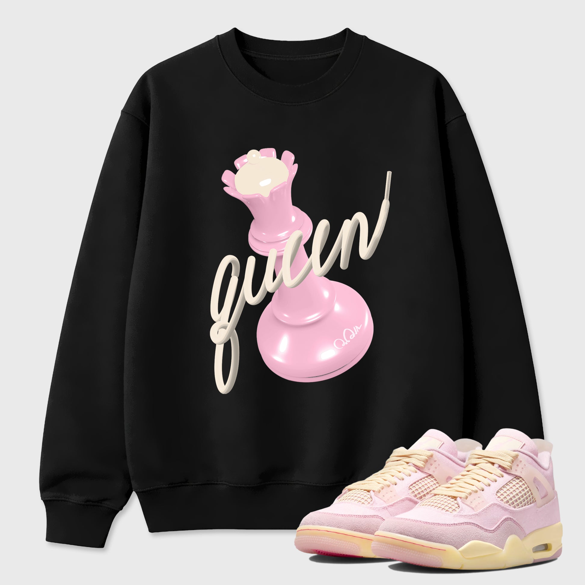 Sneaker match tees – Sneaker Tees To Match Air Jordan 4 Iced Carmine Shoes – 3D Queen Tee Black 1