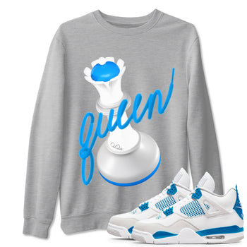 Air Jordan 4 Industrial Blue shirt to match jordans 3D Queen sneaker tees Air Jordan 4 Military Blue SNRT Sneaker Release Tees unisex cotton Heather Grey 1 crew neck shirt