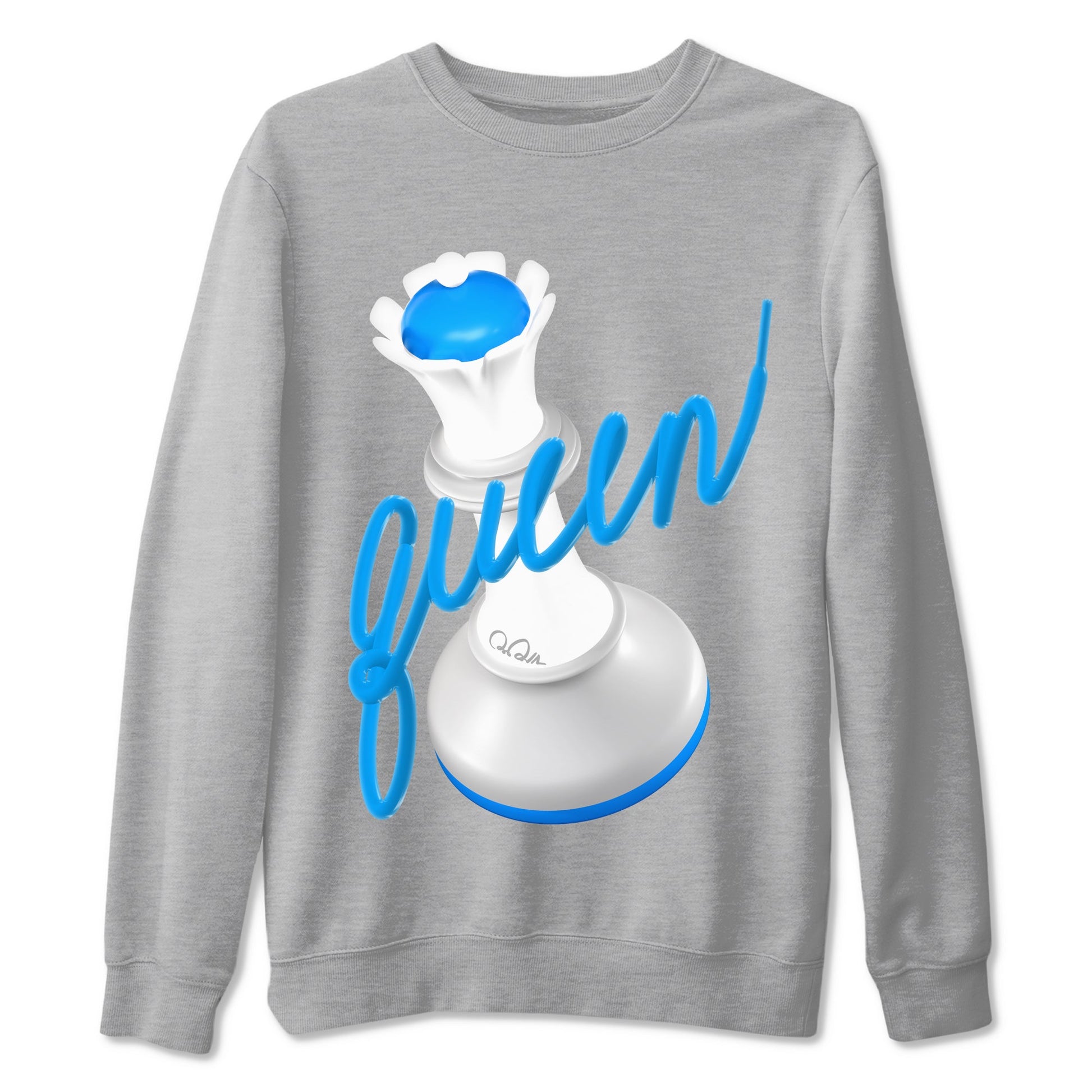 Air Jordan 4 Industrial Blue shirt to match jordans 3D Queen sneaker tees Air Jordan 4 Military Blue SNRT Sneaker Release Tees unisex cotton Heather Grey 2 crew neck shirt