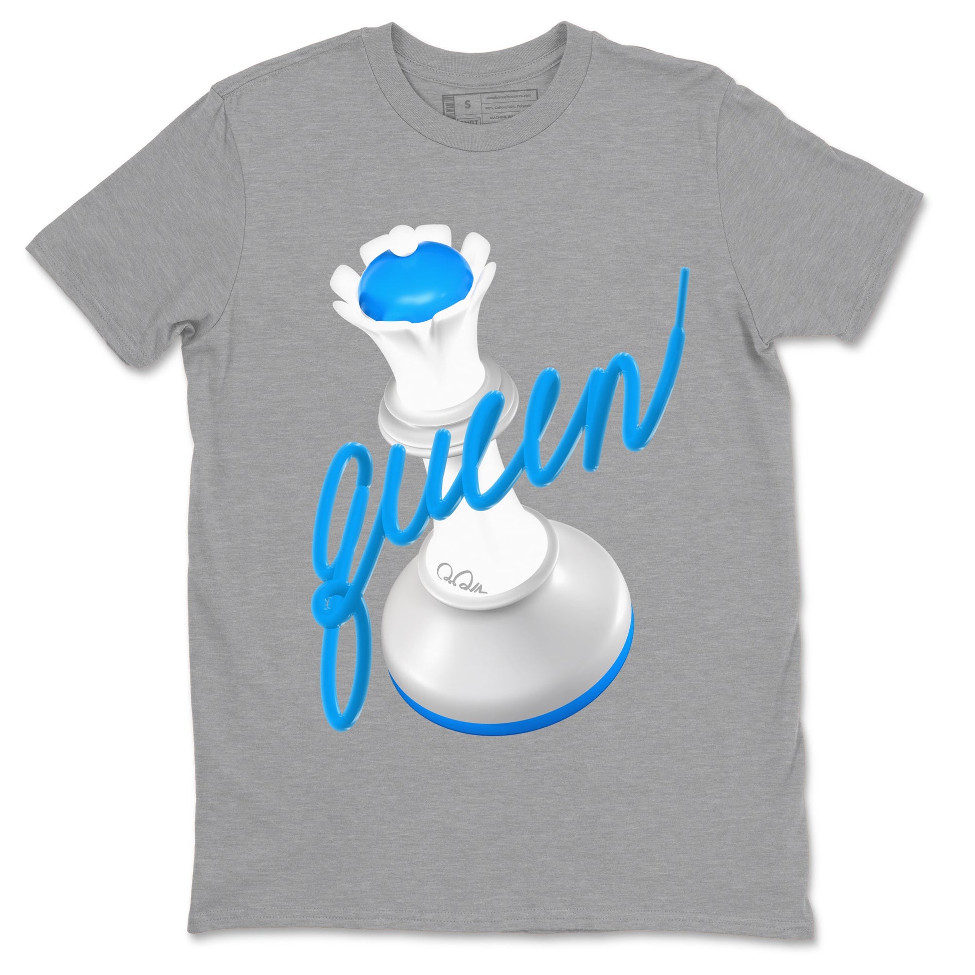 Air Jordan 4 Industrial Blue shirt to match jordans 3D Queen sneaker tees Air Jordan 4 Military Blue SNRT Sneaker Release Tees unisex cotton Heather Grey 2 crew neck shirt