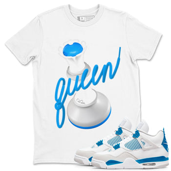 Air Jordan 4 Industrial Blue shirt to match jordans 3D Queen sneaker tees Air Jordan 4 Military Blue SNRT Sneaker Release Tees unisex cotton White 1 crew neck shirt