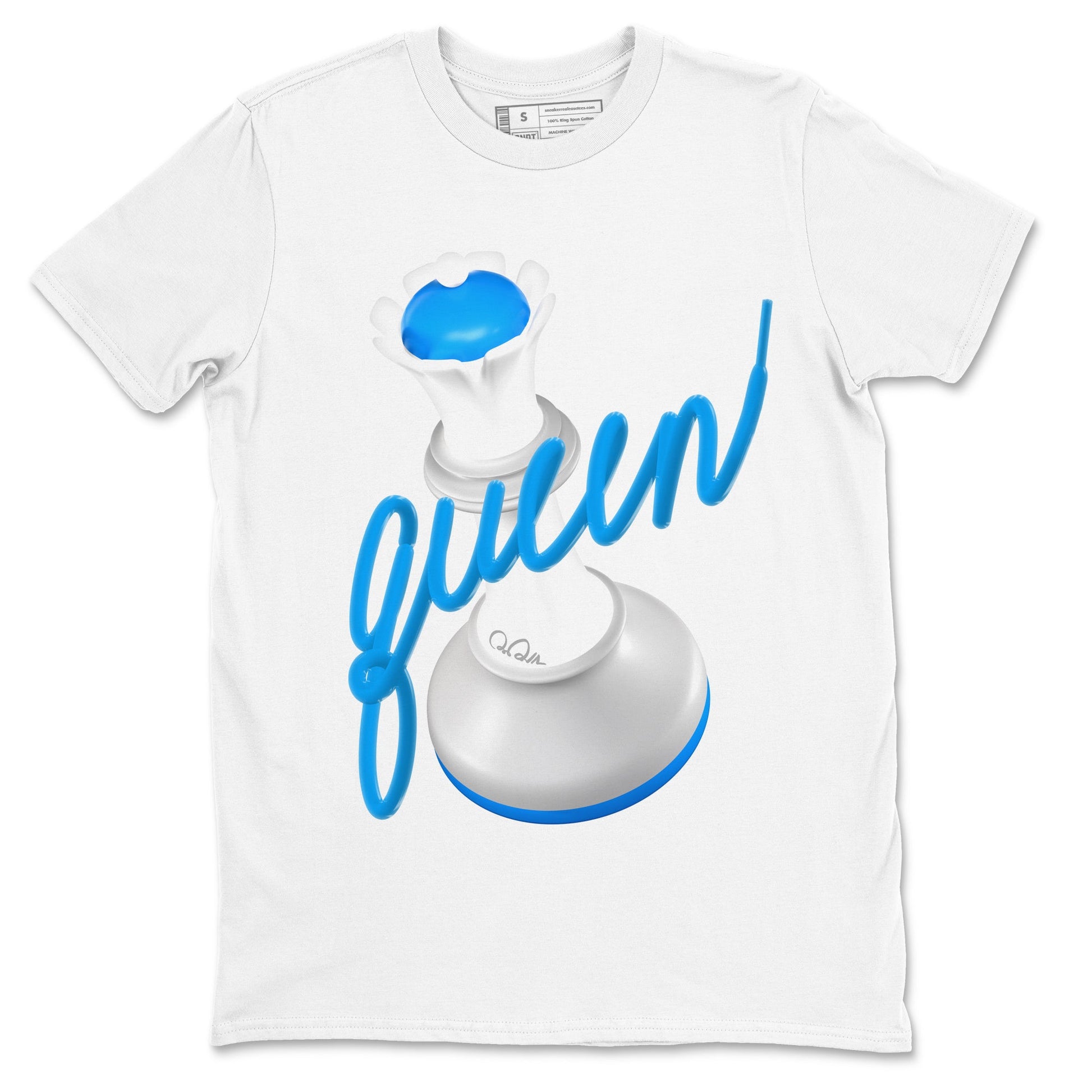 Air Jordan 4 Industrial Blue shirt to match jordans 3D Queen sneaker tees Air Jordan 4 Military Blue SNRT Sneaker Release Tees unisex cotton White 2 crew neck shirt