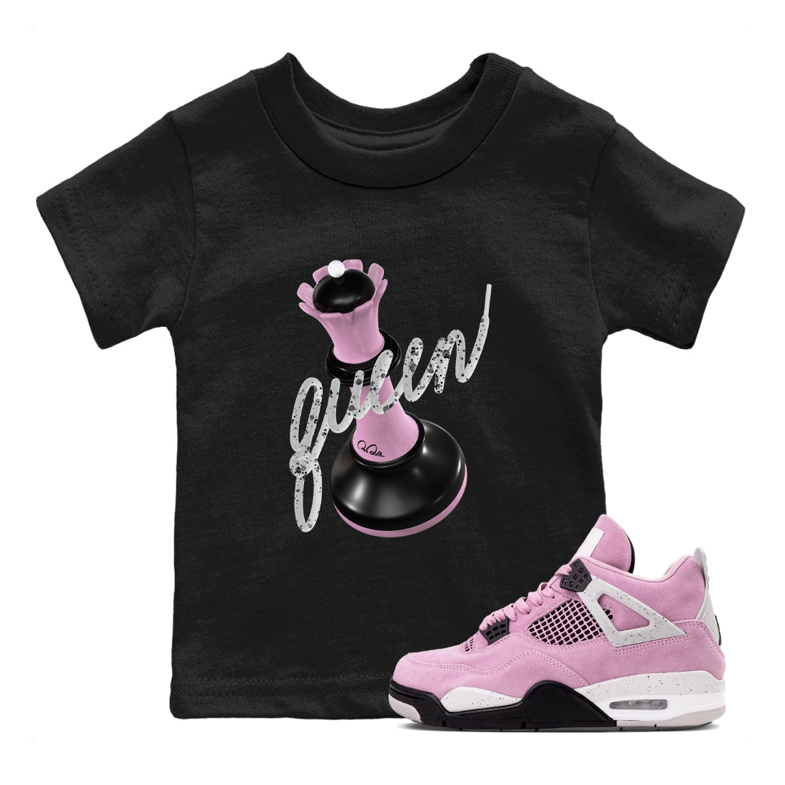 4s Retro Orchid shirts to match jordans 3D Queen sneaker match tees Air Jordan 4 WMNS Orchid match shoes to clothes SNRT Sneaker Tees Youth Baby Black 1 tee