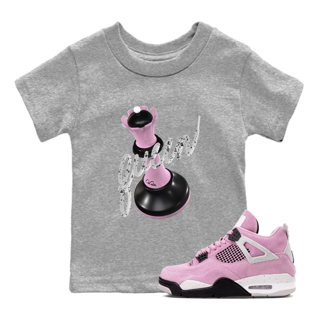 4s Retro Orchid shirts to match jordans 3D Queen sneaker match tees Air Jordan 4 WMNS Orchid match shoes to clothes SNRT Sneaker Tees Youth Baby Heather Grey 1 tee
