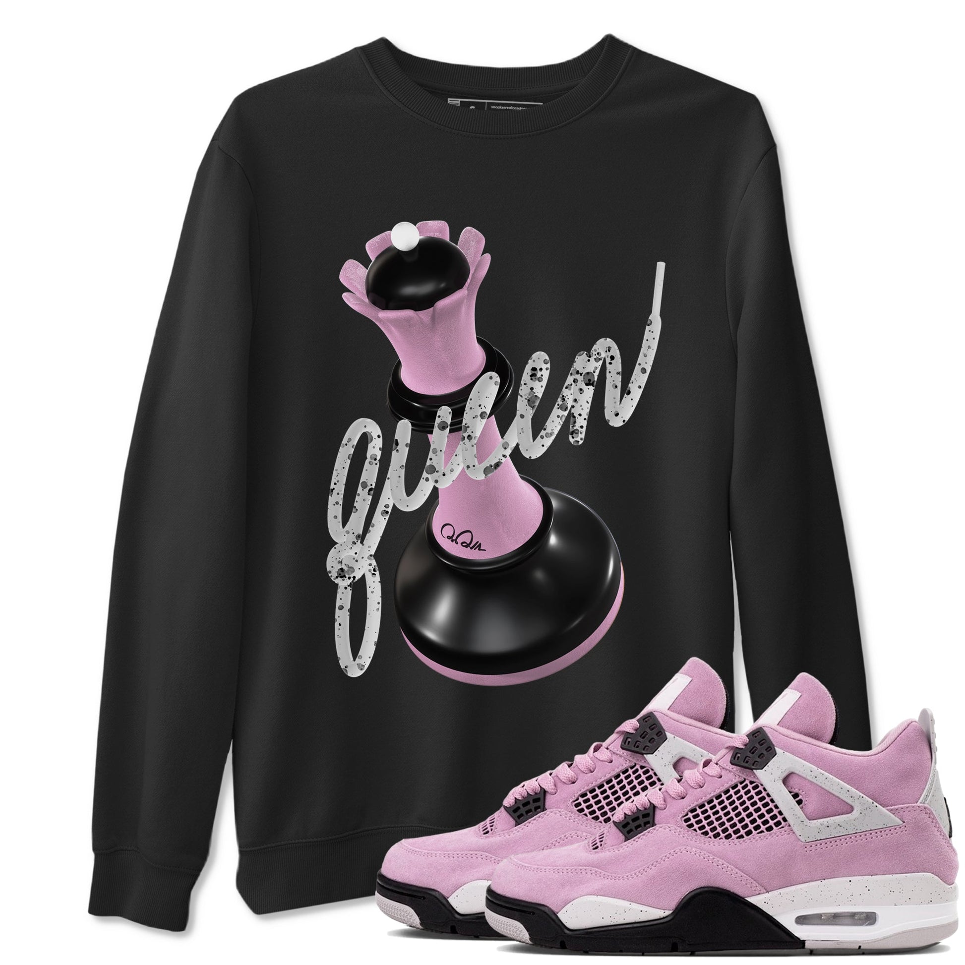 4s Retro Orchid shirts to match jordans 3D Queen sneaker match tees Air Jordan 4 WMNS Orchid match shoes to clothes SNRT Sneaker Tees unisex cotton Black 1 shirts