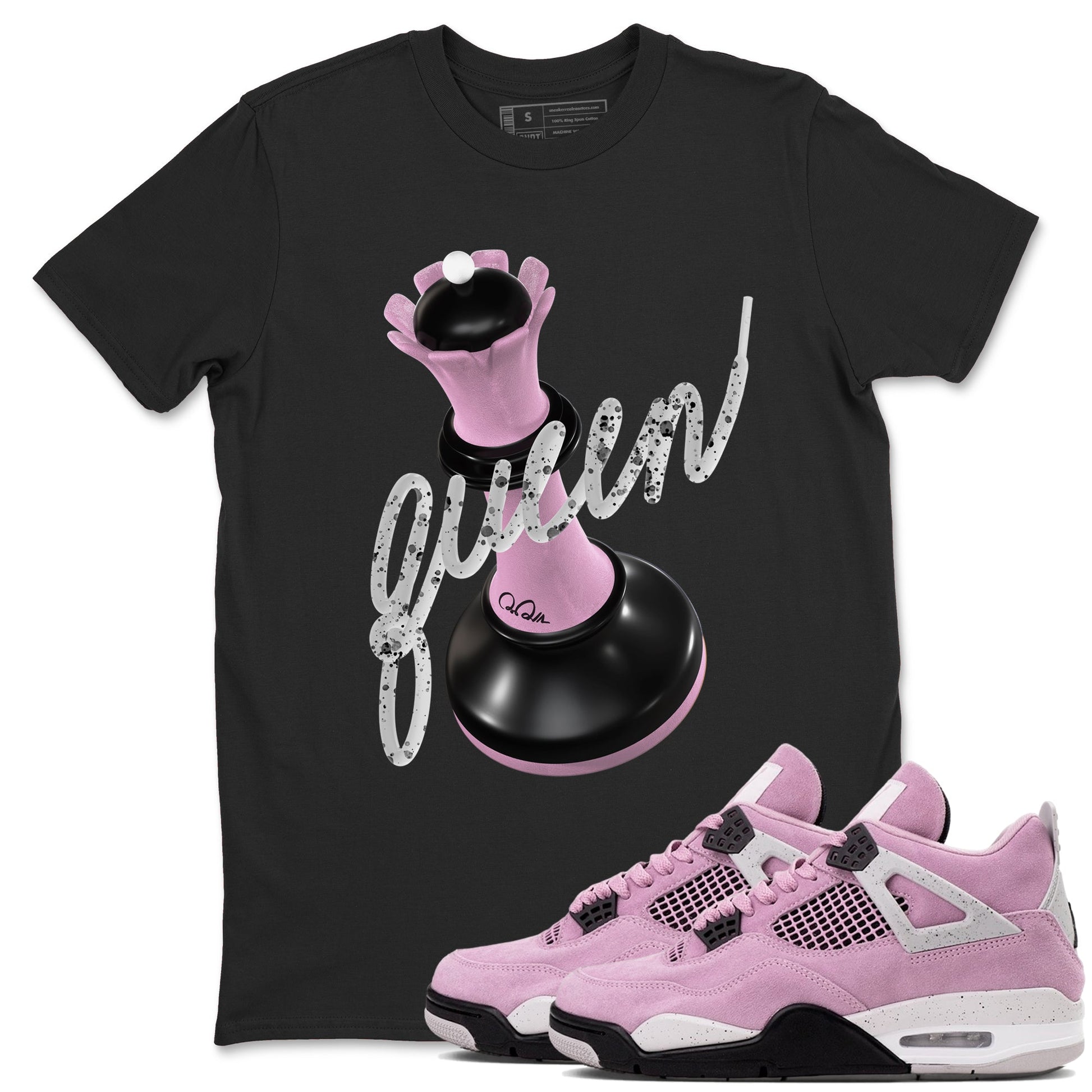 4s Retro Orchid shirts to match jordans 3D Queen sneaker match tees Air Jordan 4 WMNS Orchid match shoes to clothes SNRT Sneaker Tees unisex cotton Black 1 shirts