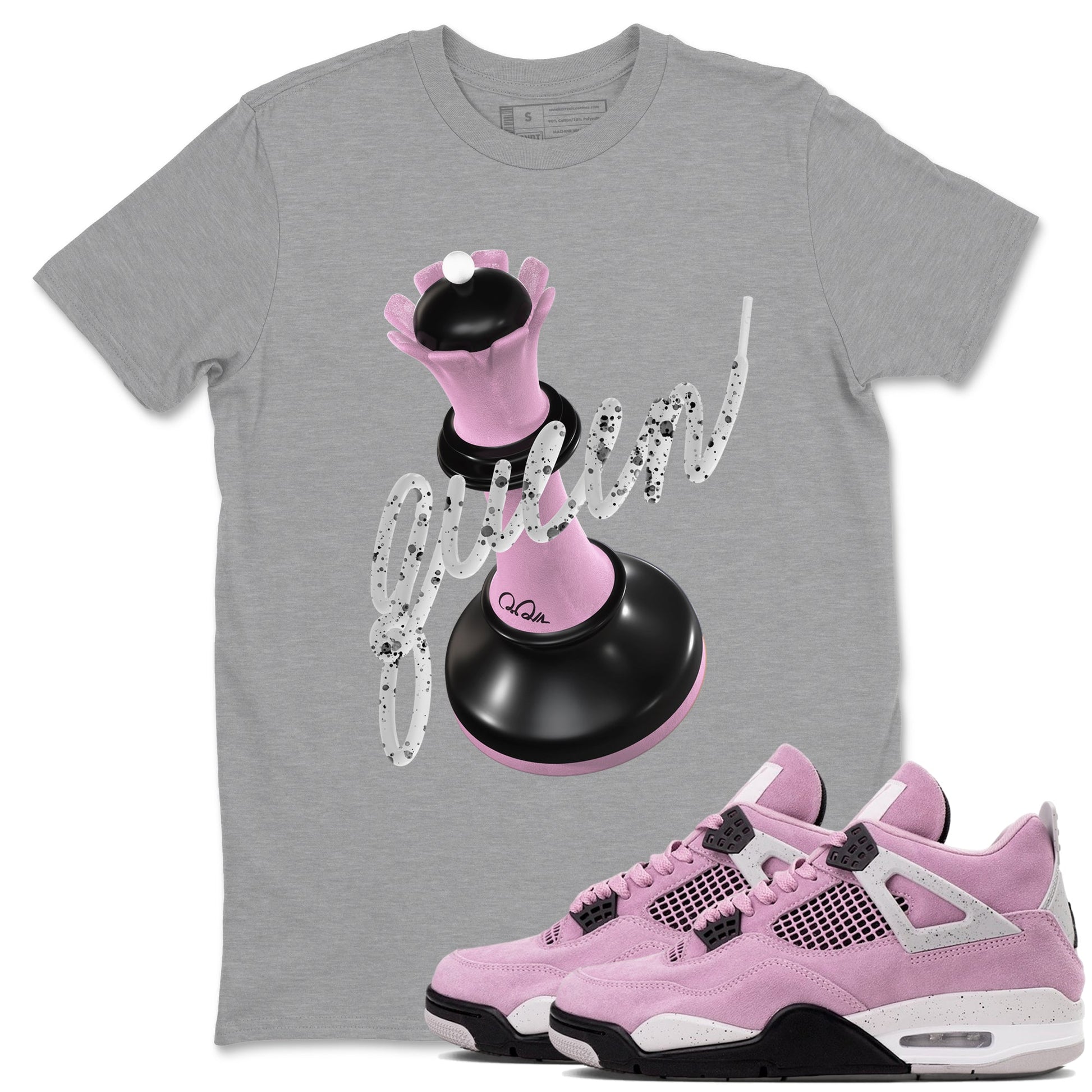 4s Retro Orchid shirts to match jordans 3D Queen sneaker match tees Air Jordan 4 WMNS Orchid match shoes to clothes SNRT Sneaker Tees unisex cotton Heather Grey 1 shirts