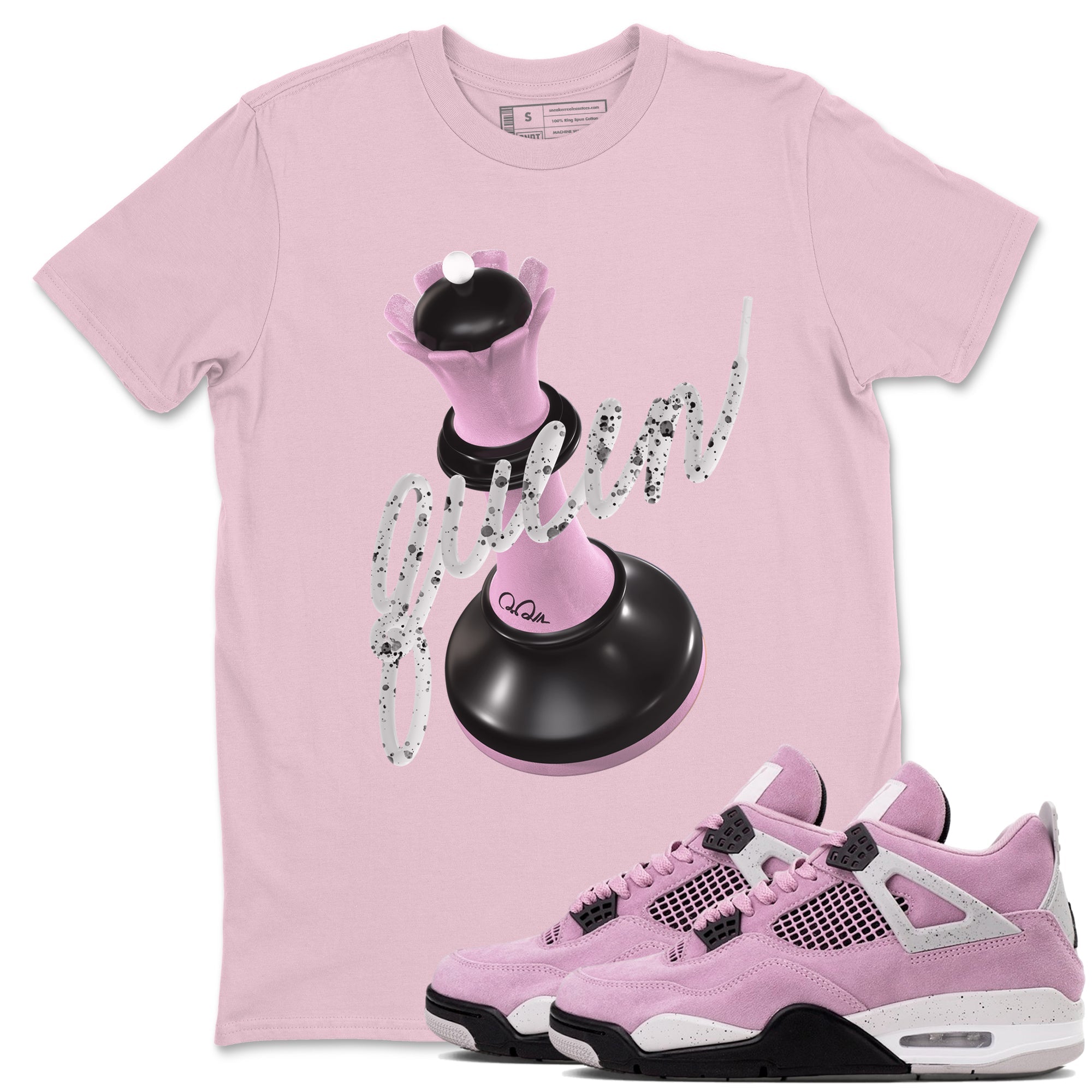 4s Retro Orchid shirts to match jordans 3D Queen sneaker match tees Air Jordan 4 WMNS Orchid match shoes to clothes SNRT Sneaker Tees unisex cotton Pink 1 shirts