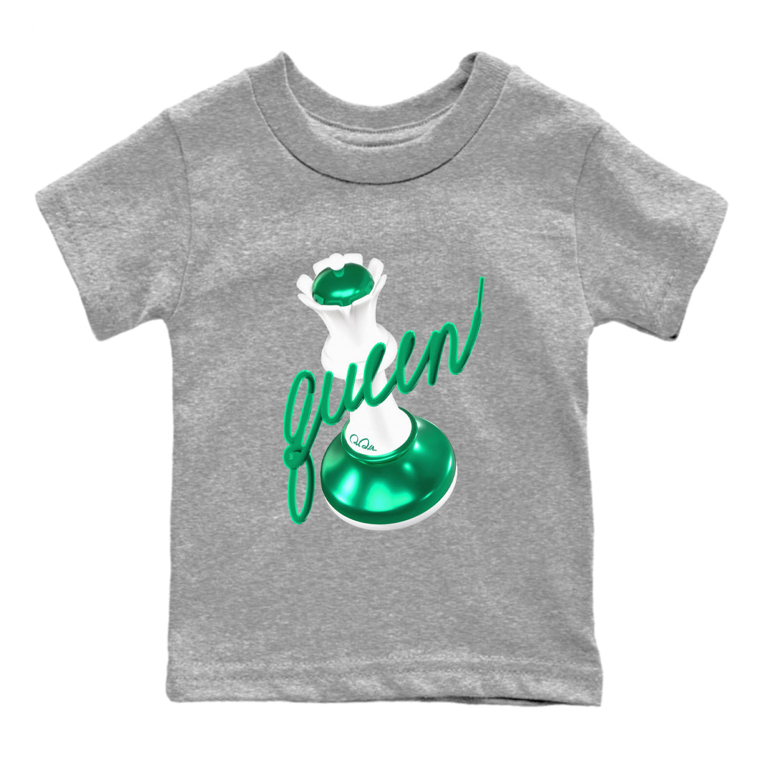 4s Oxidized Green shirts to match jordans 3D Queen sneaker match tees Air Jordan 4 Oxidized Green SNRT Sneaker Tees streetwear brand Baby and Youth Heather Grey 2 cotton tee
