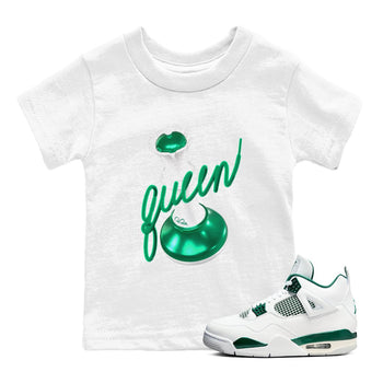 4s Oxidized Green shirts to match jordans 3D Queen sneaker match tees Air Jordan 4 Oxidized Green SNRT Sneaker Tees streetwear brand Baby and Youth White 1 cotton tee