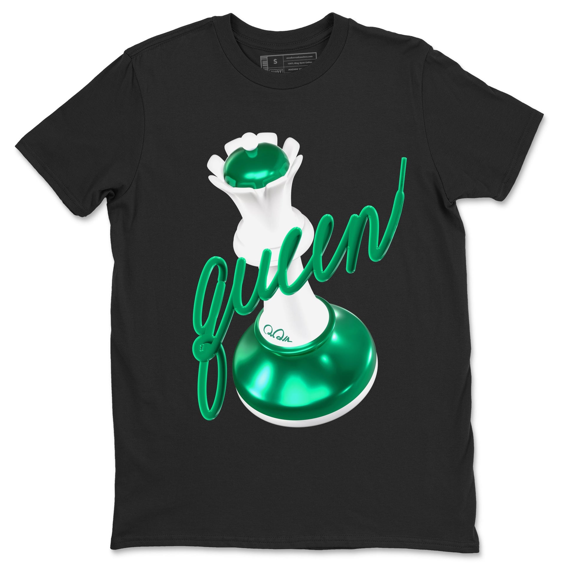 4s Oxidized Green shirts to match jordans 3D Queen sneaker match tees Air Jordan 4 Oxidized Green SNRT Sneaker Tees streetwear brand Black 2 unisex cotton tee