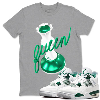 4s Oxidized Green shirts to match jordans 3D Queen sneaker match tees Air Jordan 4 Oxidized Green SNRT Sneaker Tees streetwear brand Heather Grey 1 unisex cotton tee