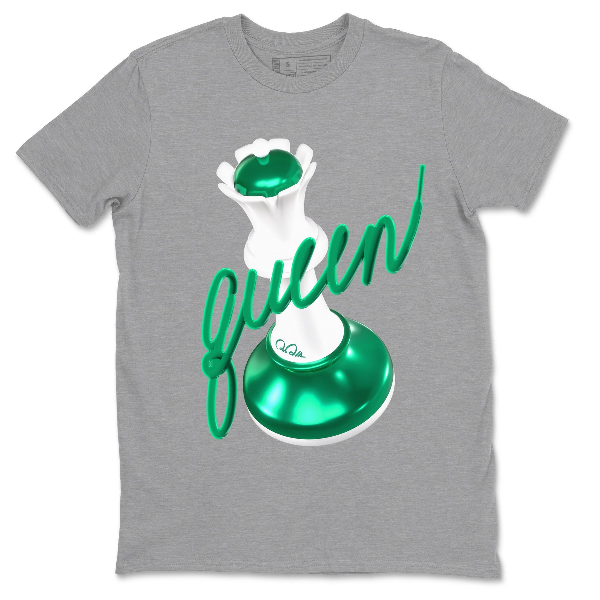 4s Oxidized Green shirts to match jordans 3D Queen sneaker match tees Air Jordan 4 Oxidized Green SNRT Sneaker Tees streetwear brand Heather Grey 2 unisex cotton tee