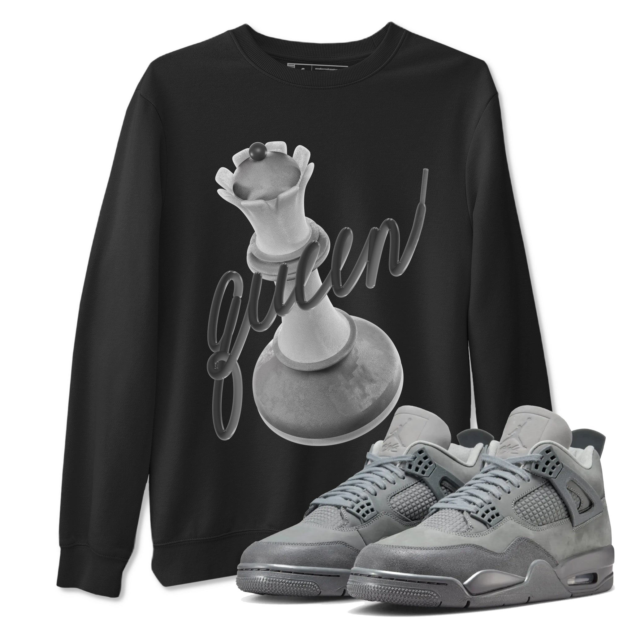 4s Wet Cement shirts to match jordans 3D Queen sneaker match tees Air Jordan 4 SE Wet Cement SNRT Sneaker Release Tees unisex cotton Black 1 crew neck shirts