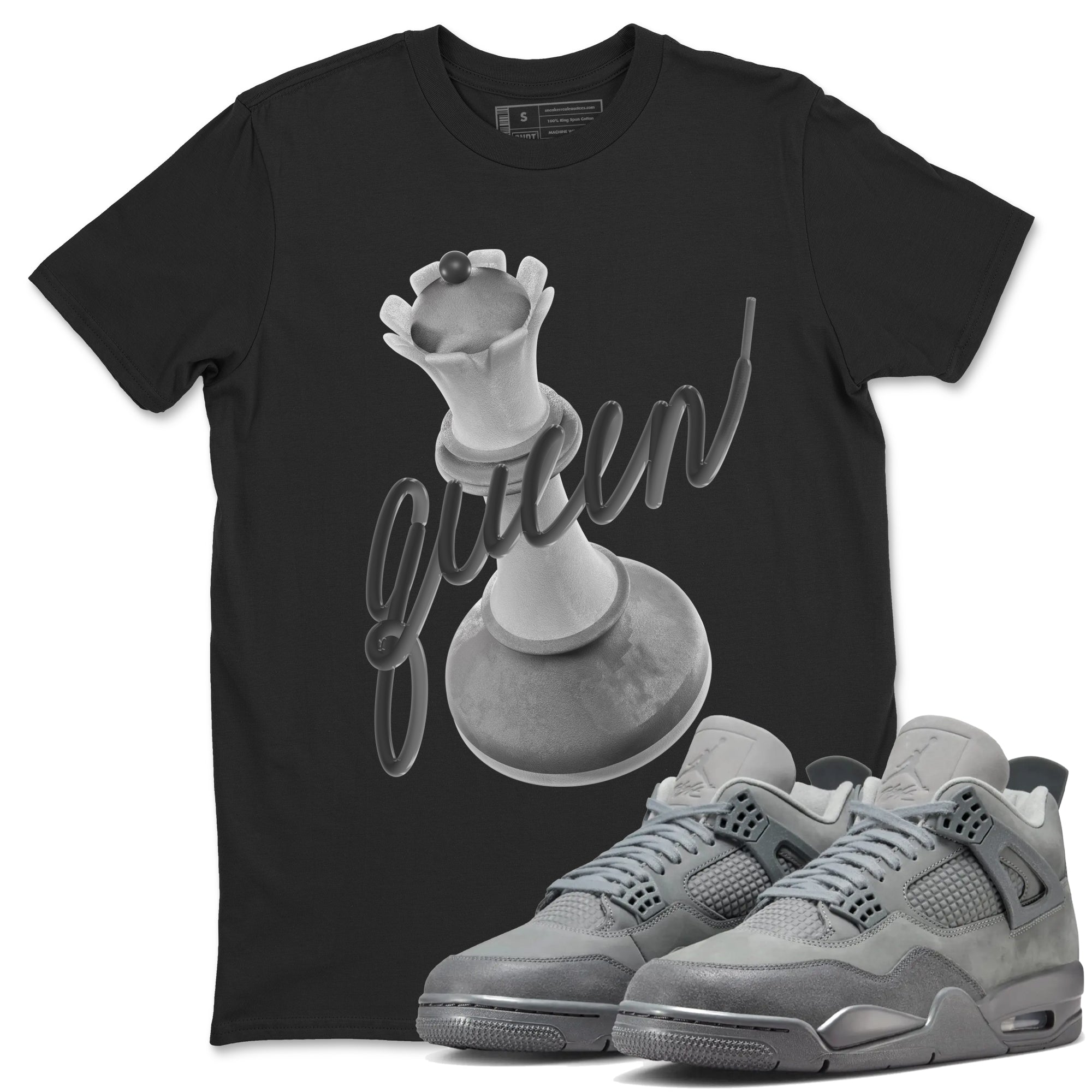 4s Wet Cement shirts to match jordans 3D Queen sneaker match tees Air Jordan 4 SE Wet Cement SNRT Sneaker Release Tees unisex cotton Black 1 crew neck shirts