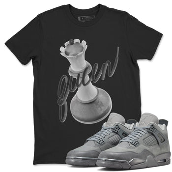 4s Wet Cement shirts to match jordans 3D Queen sneaker match tees Air Jordan 4 SE Wet Cement SNRT Sneaker Release Tees unisex cotton Black 1 crew neck shirts