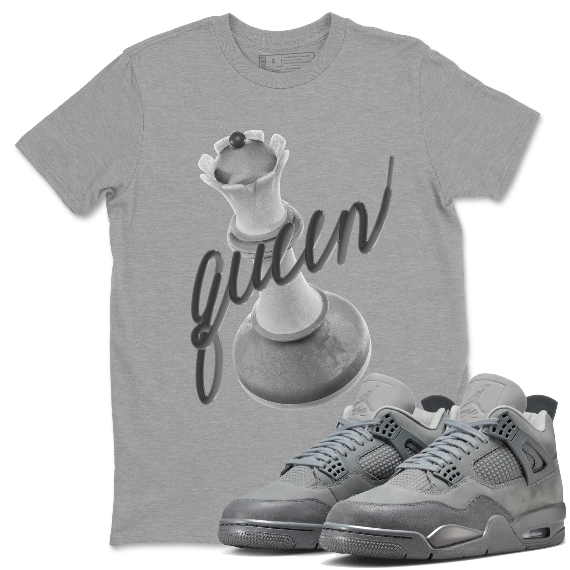 4s Wet Cement shirts to match jordans 3D Queen sneaker match tees Air Jordan 4 SE Wet Cement SNRT Sneaker Release Tees unisex cotton Heather Grey 1 crew neck shirts