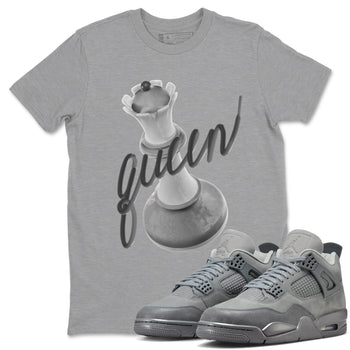4s Wet Cement shirts to match jordans 3D Queen sneaker match tees Air Jordan 4 SE Wet Cement SNRT Sneaker Release Tees unisex cotton Heather Grey 1 crew neck shirts