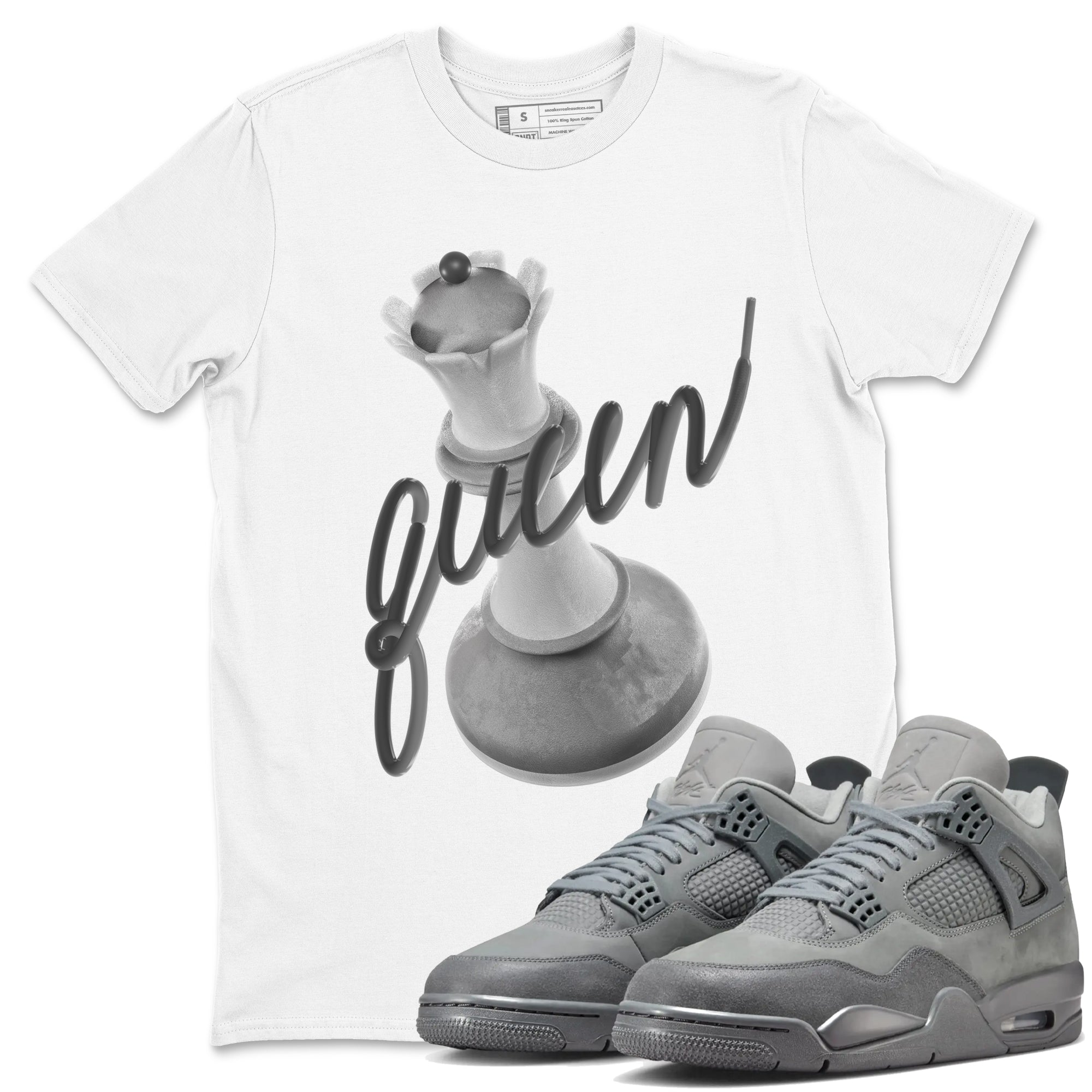 4s Wet Cement shirts to match jordans 3D Queen sneaker match tees Air Jordan 4 SE Wet Cement SNRT Sneaker Release Tees unisex cotton White 1 crew neck shirts