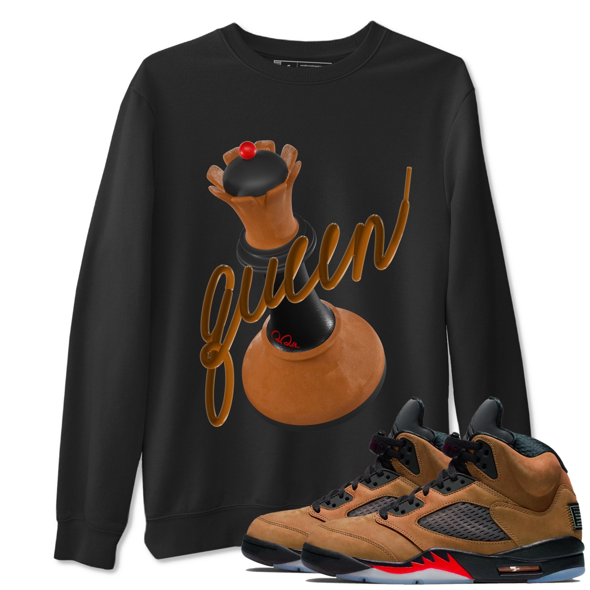 5s Archaeo Brown shirts to match jordans 3D Queen sneaker match tees Air Jordan 5 Archaeo Brown match shoes to clothes SNRT Sneaker Tees unisex cotton Black 1 shirts