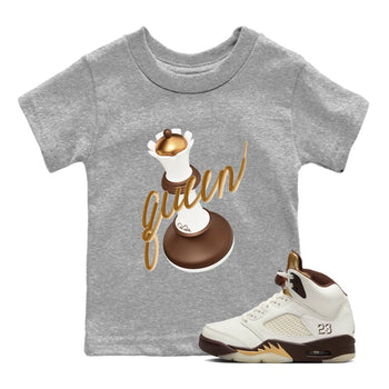 5s Golden Ticket shirts to match jordans 3D Queen best t shirts to wear with jordans Air Jordan 5 Golden Ticket match shoes to clothes SNRT Sneaker Tees Youth Baby Heather Grey 1 tee