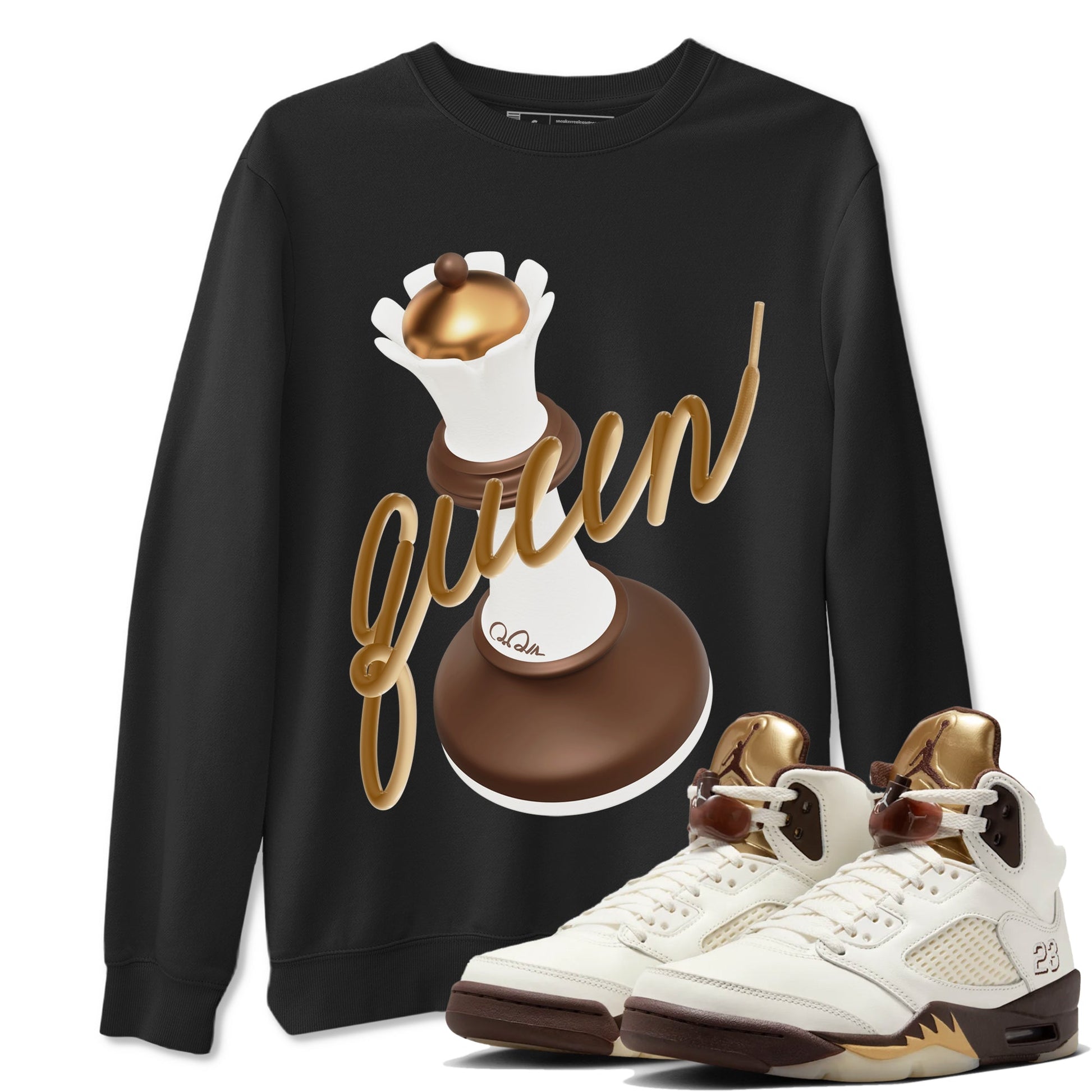 5s Golden Ticket shirts to match jordans 3D Queen best t shirts to wear with jordans Air Jordan 5 Golden Ticket match shoes to clothes SNRT Sneaker Tees unisex cotton Black 1 shirts