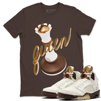 5s Golden Ticket shirts to match jordans 3D Queen best t shirts to wear with jordans Air Jordan 5 Golden Ticket match shoes to clothes SNRT Sneaker Tees unisex cotton Dark Chocolate 1 shirts
