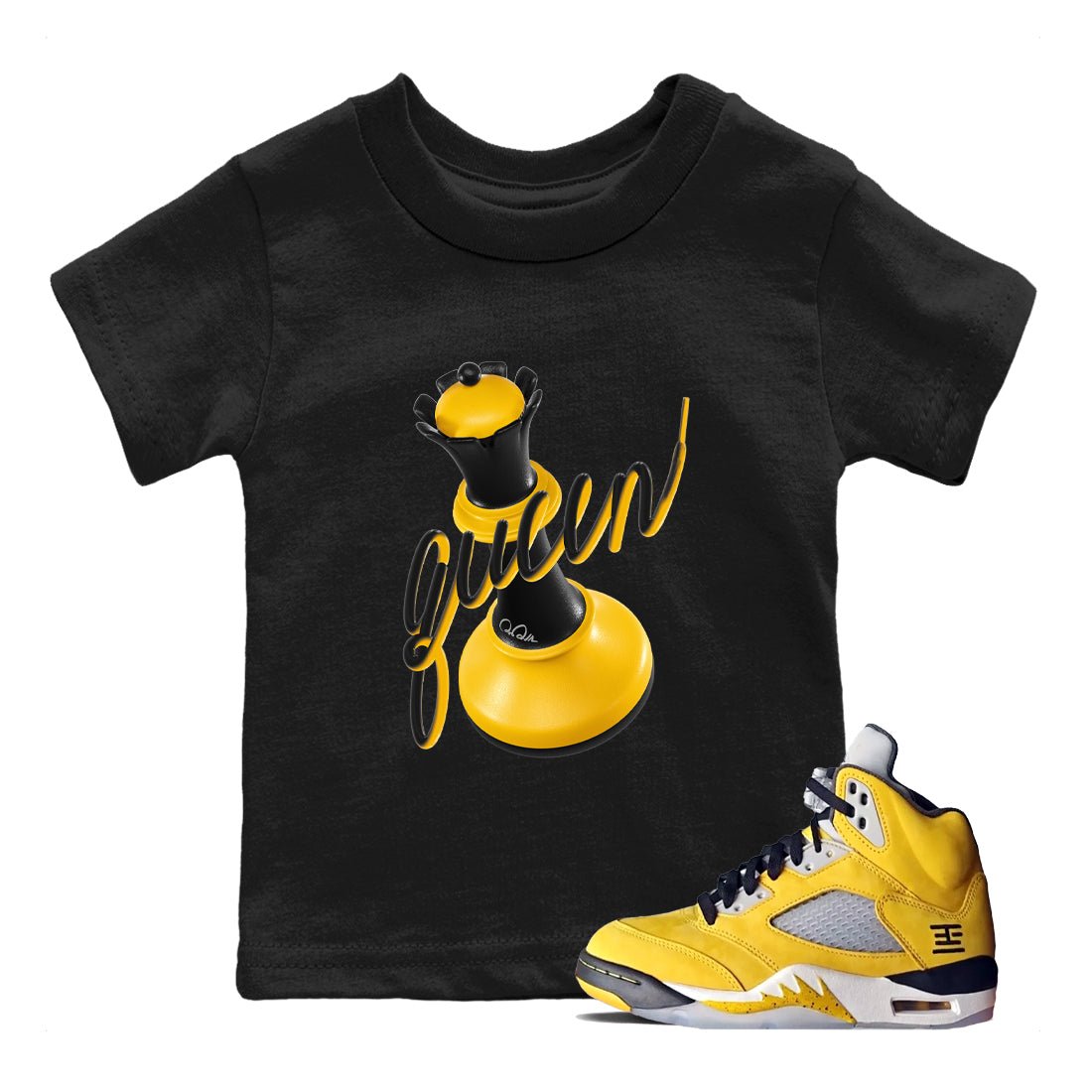 5s Tokyo Sneaker match tees – Sneaker Tees To Match Air Jordan 5 Tokyo Shoes – 3D Queen Kids T-Shirt Black 1