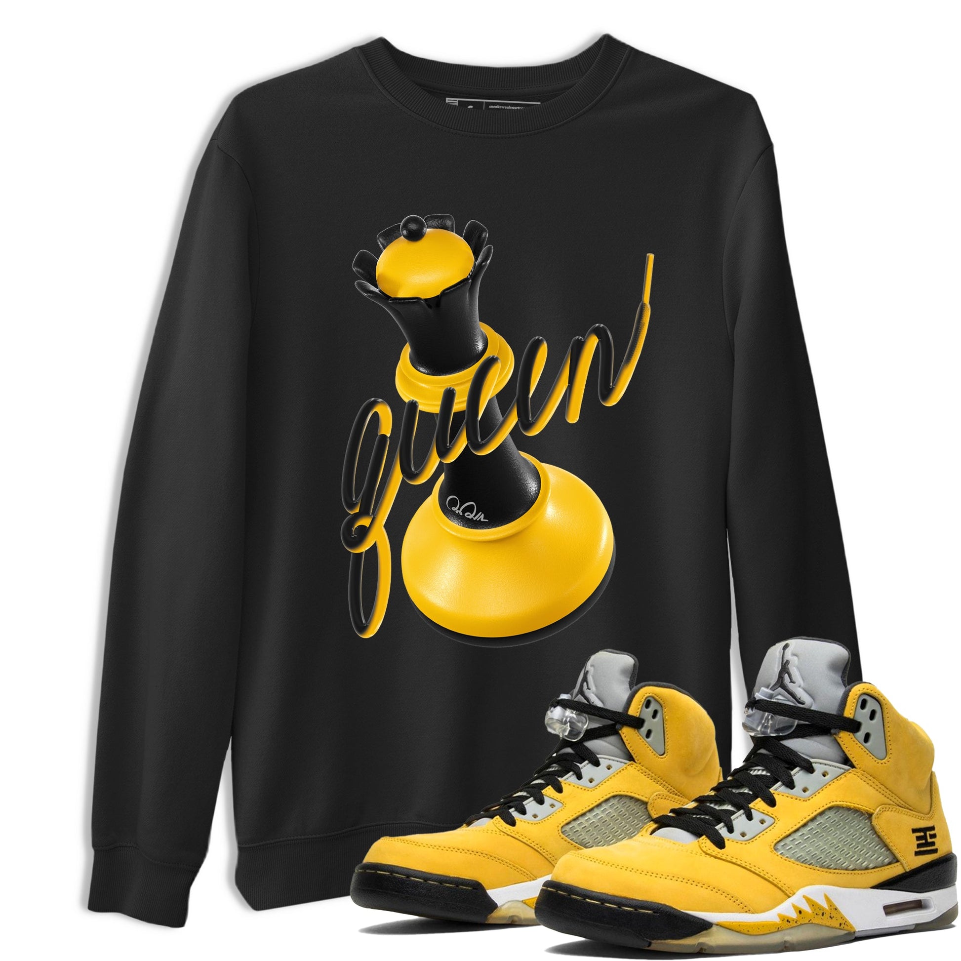 5s Tokyo Sneaker match tees – Sneaker Tees To Match Air Jordan 5 Tokyo Shoes – 3D Queen Tee Black 1