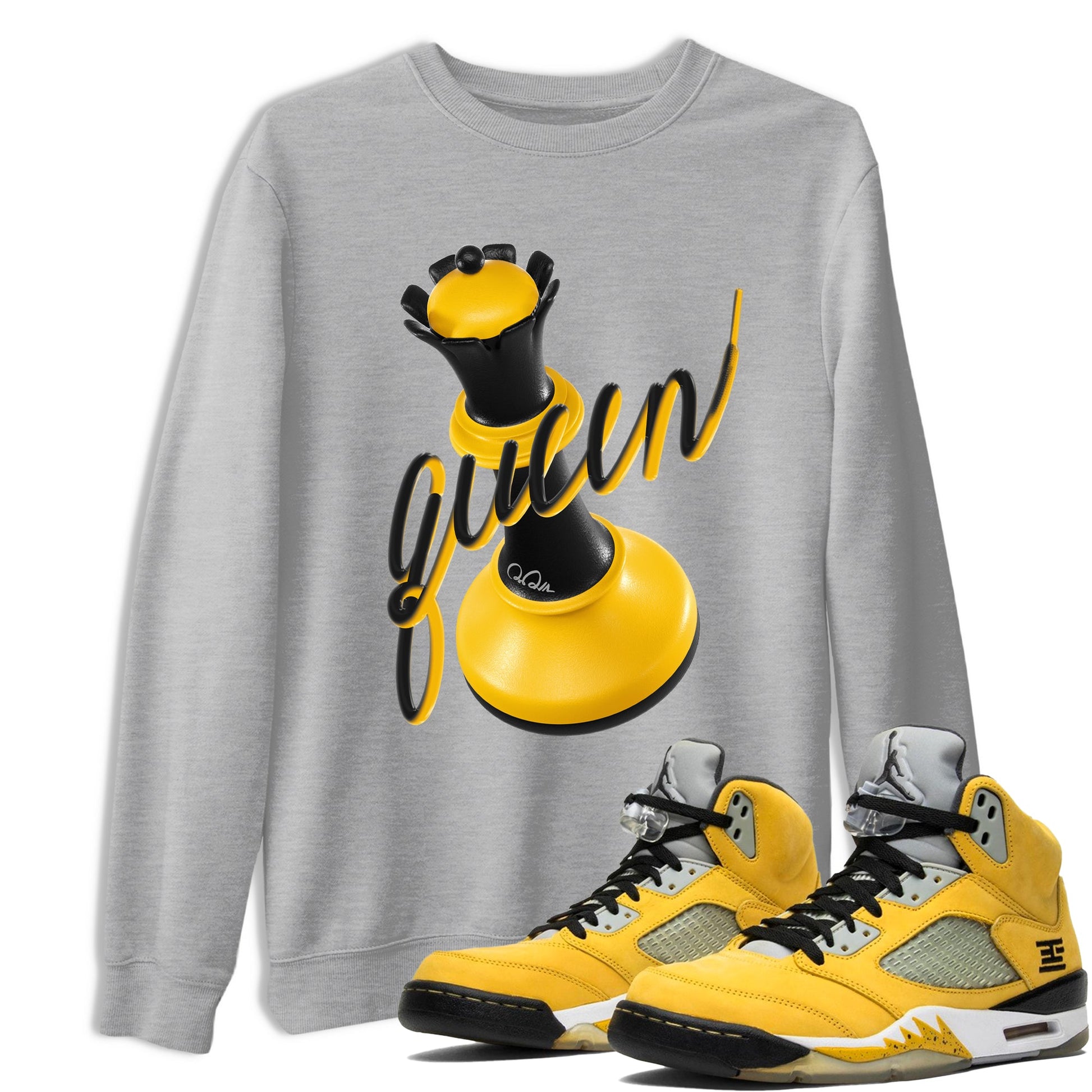 5s Tokyo Sneaker match tees – Sneaker Tees To Match Air Jordan 5 Tokyo Shoes – 3D Queen Tee Heather Grey 1