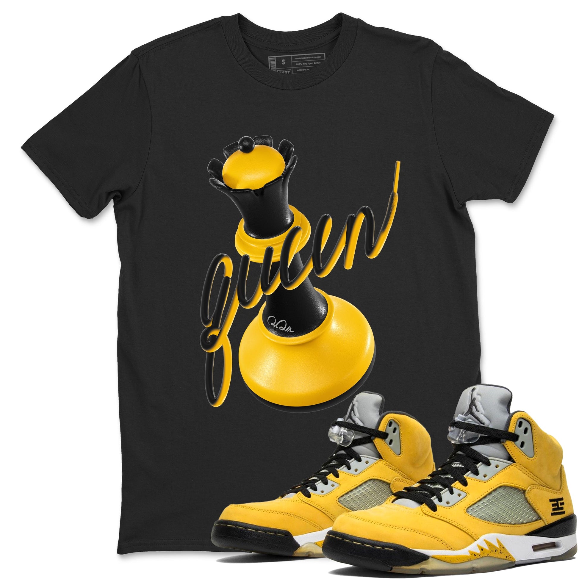 5s Tokyo Sneaker match tees – Sneaker Tees To Match Air Jordan 5 Tokyo Shoes – 3D Queen Tee Black 1