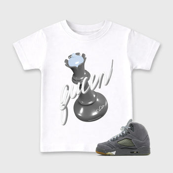 Sneaker outfits graphic tee – Sneaker Tees To Match Air Jordan 5 Wolf Grey Sneakers – 3D Queen Kids T-Shirt White 1