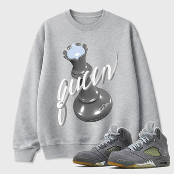 Sneaker outfits graphic tee – Sneaker Tees To Match Air Jordan 5 Wolf Grey Sneakers – 3D Queen Tee Heather Grey 1