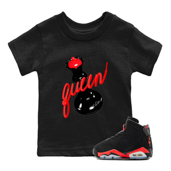 Sneaker match tees – Sneaker Tees To Match Air Jordan 6 Reverse Infrared Shoes – 3D Queen Kids T-Shirt Black 1