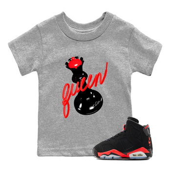 Sneaker match tees – Sneaker Tees To Match Air Jordan 6 Reverse Infrared Shoes – 3D Queen Kids T-Shirt Heather Grey 1