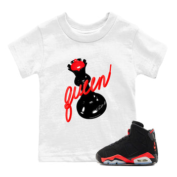 Sneaker match tees – Sneaker Tees To Match Air Jordan 6 Reverse Infrared Shoes – 3D Queen Kids T-Shirt White 1