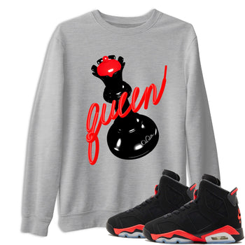 Sneaker match tees – Sneaker Tees To Match Air Jordan 6 Reverse Infrared Shoes – 3D Queen Tee Heather Grey 1