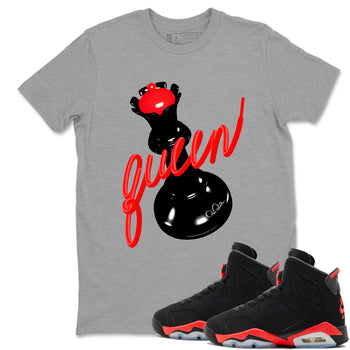 Sneaker match tees – Sneaker Tees To Match Air Jordan 6 Reverse Infrared Shoes – 3D Queen Tee Heather Grey 1