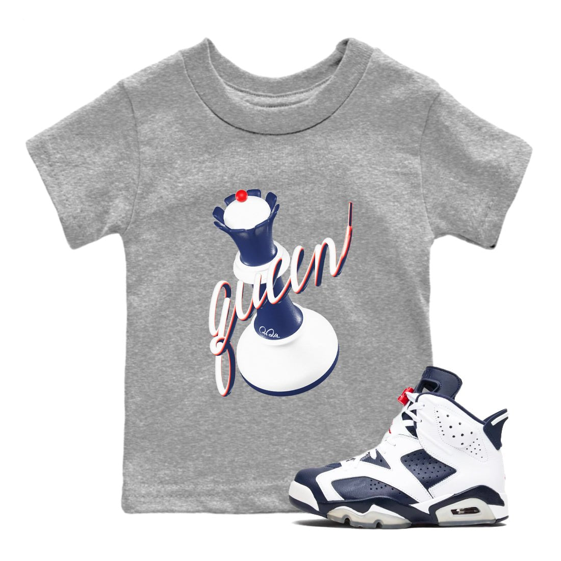 6s White And Midnight Navy shirts to match jordans 3D Queen sneaker match tees Air Jordan 6 White And Midnight Navy SNRT Sneaker Tees streetwear brand Baby and Youth Heather Grey 1 cotton tee