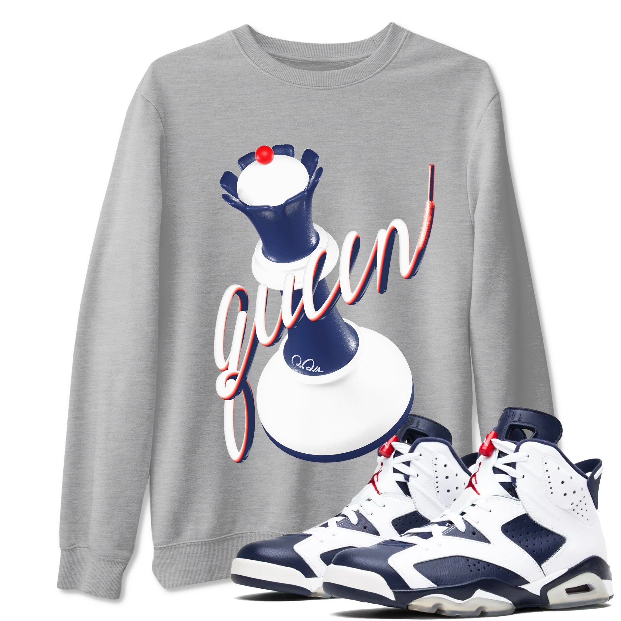 6s White And Midnight Navy shirts to match jordans 3D Queen sneaker match tees Air Jordan 6 White And Midnight Navy SNRT Sneaker Tees streetwear brand Heather Grey 1 unisex cotton tee