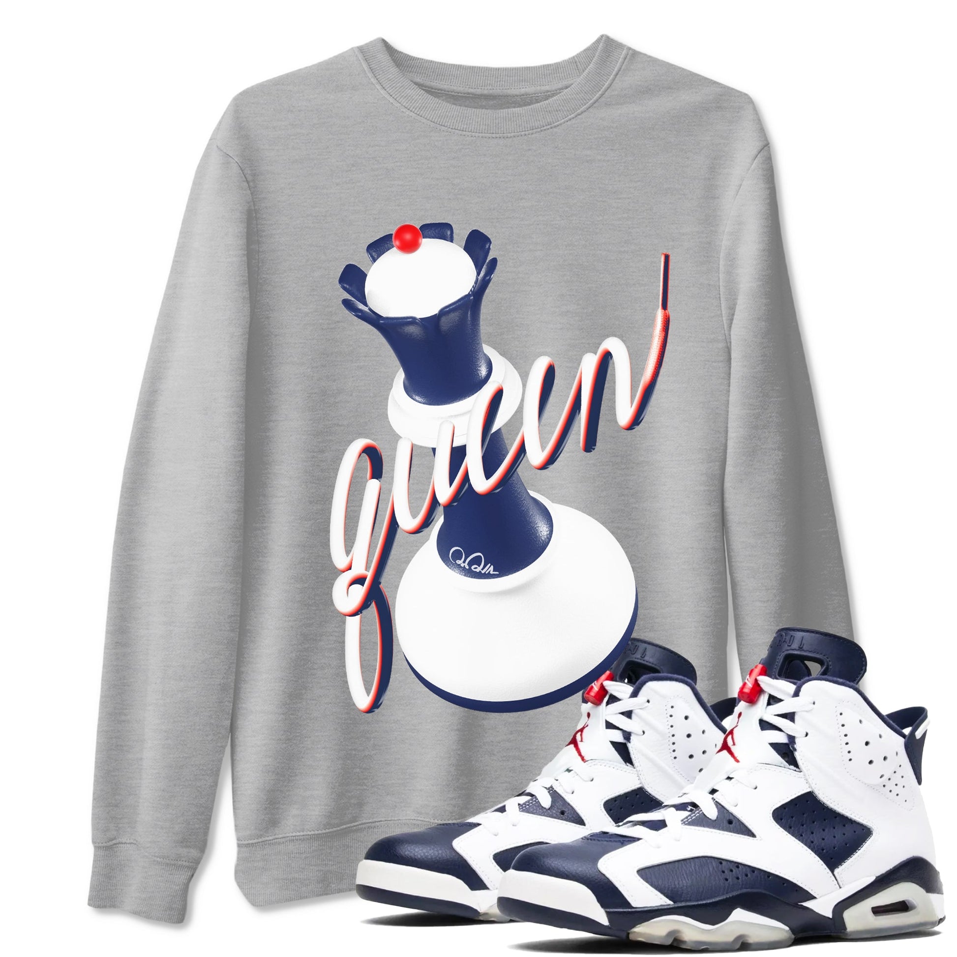 6s White And Midnight Navy shirts to match jordans 3D Queen sneaker match tees Air Jordan 6 White And Midnight Navy SNRT Sneaker Tees streetwear brand Heather Grey 1 unisex cotton tee