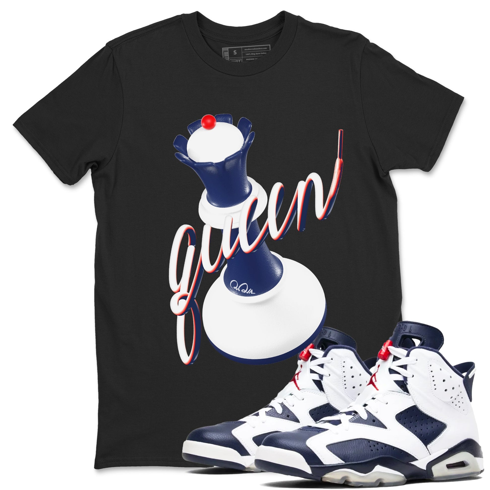 6s White And Midnight Navy shirts to match jordans 3D Queen sneaker match tees Air Jordan 6 White And Midnight Navy SNRT Sneaker Tees streetwear brand Black 1 unisex cotton tee