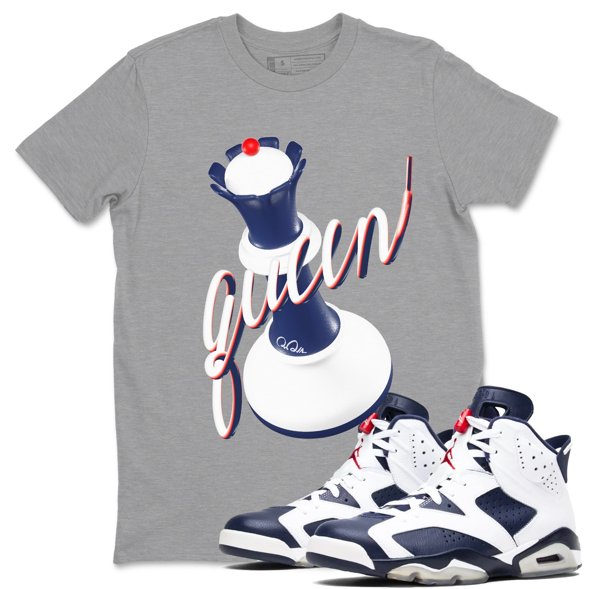 6s White And Midnight Navy shirts to match jordans 3D Queen sneaker match tees Air Jordan 6 White And Midnight Navy SNRT Sneaker Tees streetwear brand Heather Grey 1 unisex cotton tee