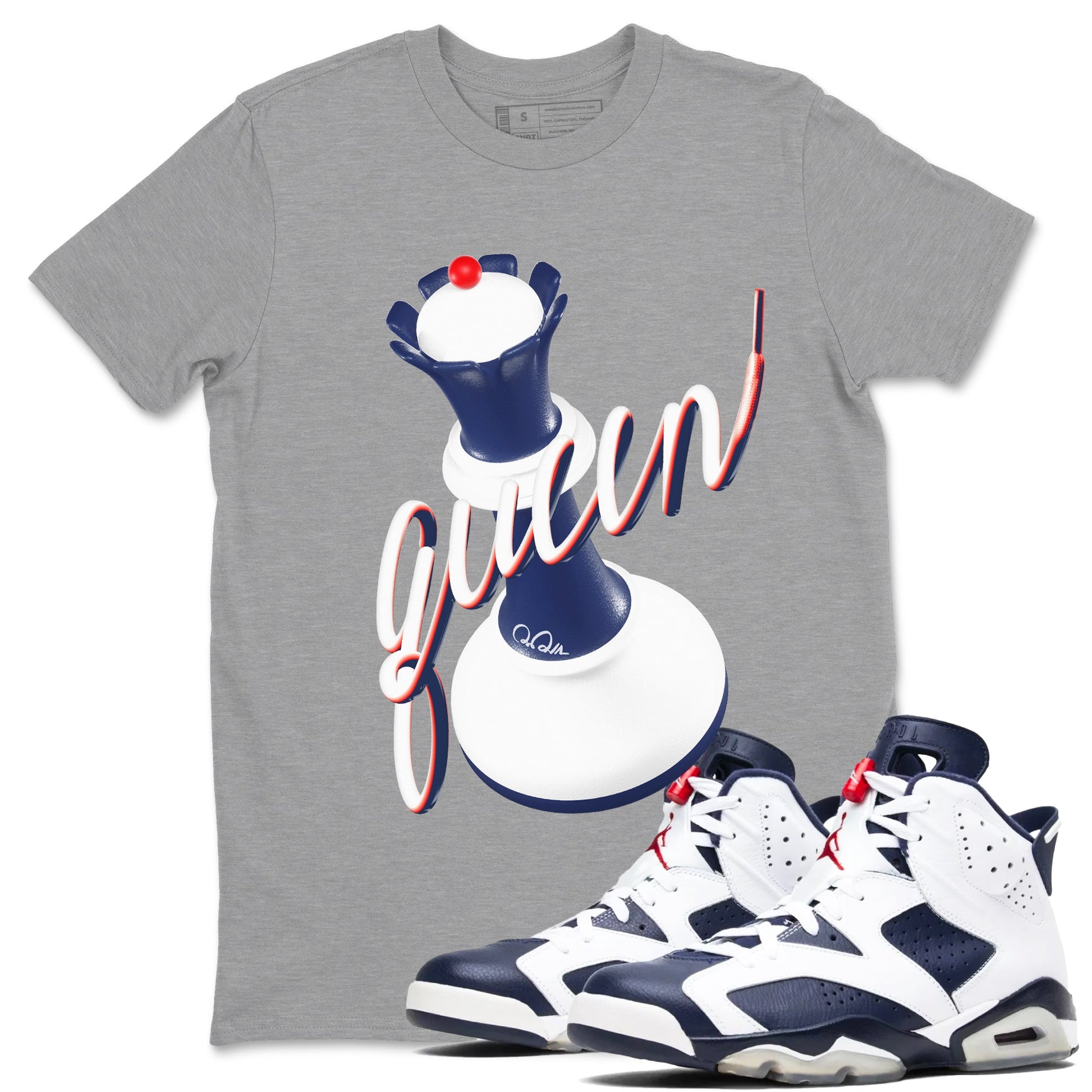 6s White And Midnight Navy shirts to match jordans 3D Queen sneaker match tees Air Jordan 6 White And Midnight Navy SNRT Sneaker Tees streetwear brand Heather Grey 1 unisex cotton tee