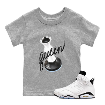 AJ6 White Black shirts to match jordans 3D Queen sneaker match tees Air Jordan 6 White Black SNRT Sneaker Tees streetwear brand Baby and Youth Heather Grey 1 cotton tee