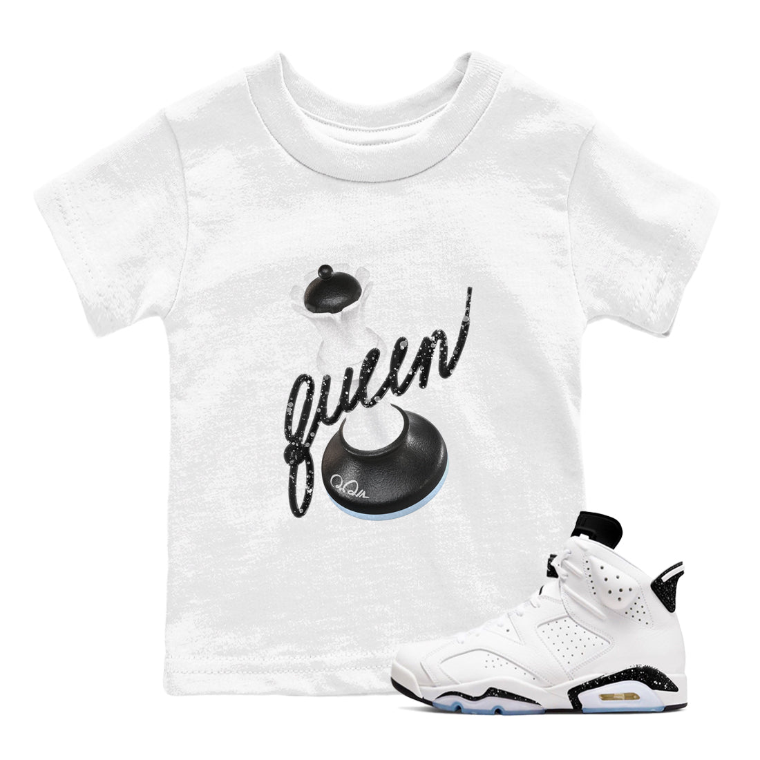 AJ6 White Black shirts to match jordans 3D Queen sneaker match tees Air Jordan 6 White Black SNRT Sneaker Tees streetwear brand Baby and Youth White 1 cotton tee