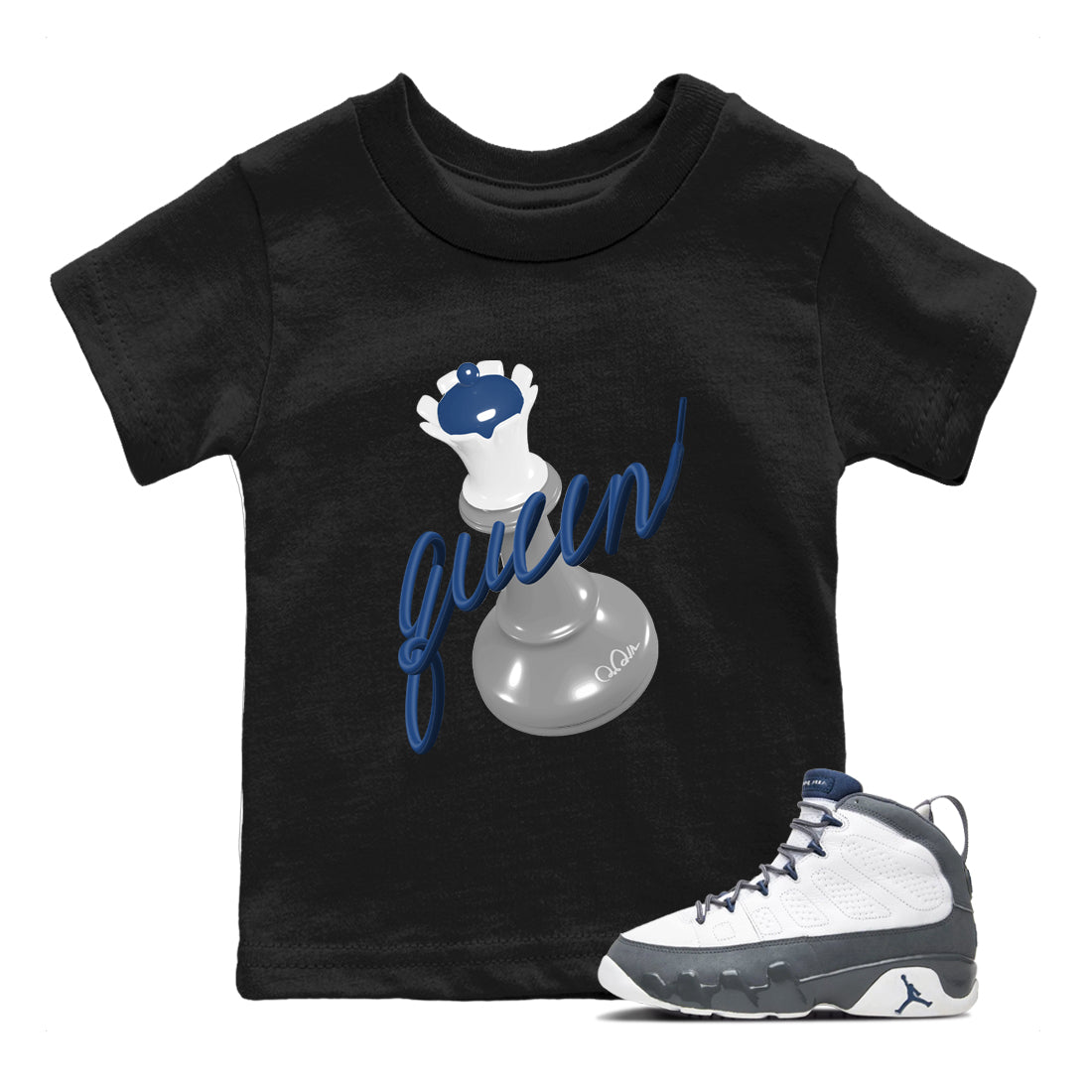 Sneaker match tees – Sneaker Tees To Match Air Jordan 9 Flint Grey Shoes – 3D Queen Kids T-Shirt Black 1