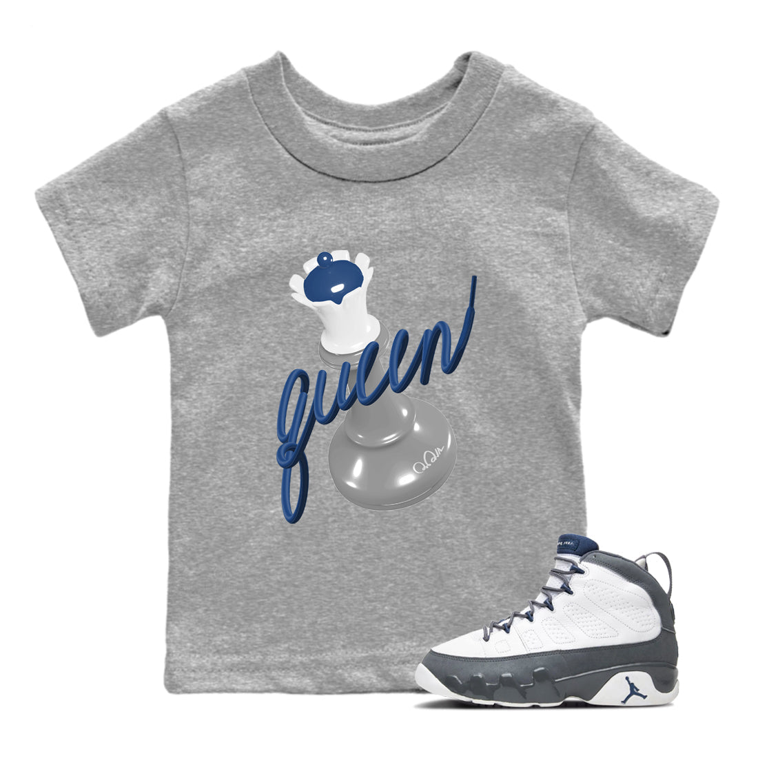 Sneaker match tees – Sneaker Tees To Match Air Jordan 9 Flint Grey Shoes – 3D Queen Kids T-Shirt Heather Grey 1